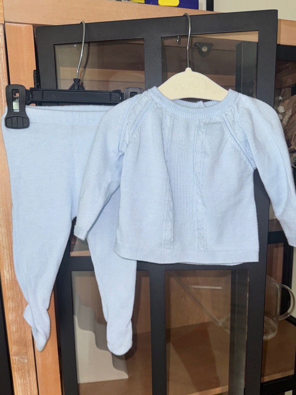 Angel dear cableknit newborn baby boy set footies sweater pants classic heirloom